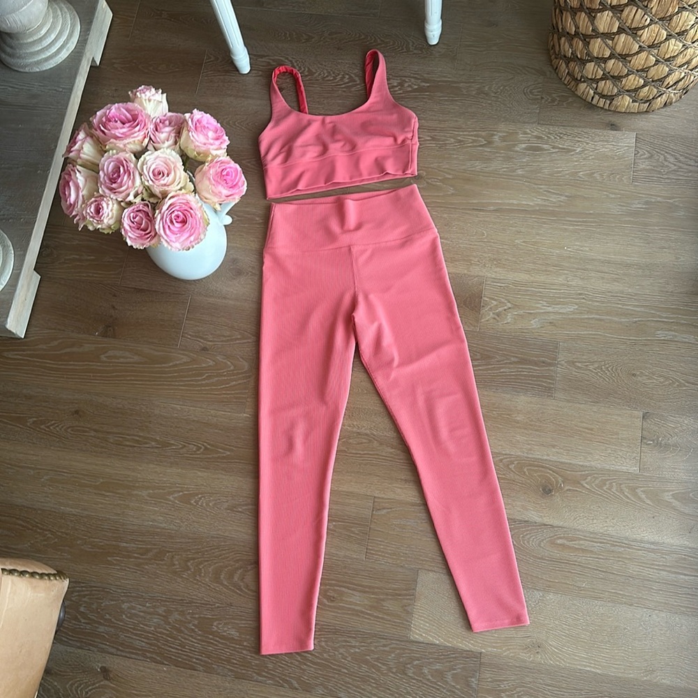 Beach Riot Leah Top/Ayla Legging Athleisure Set - Coral